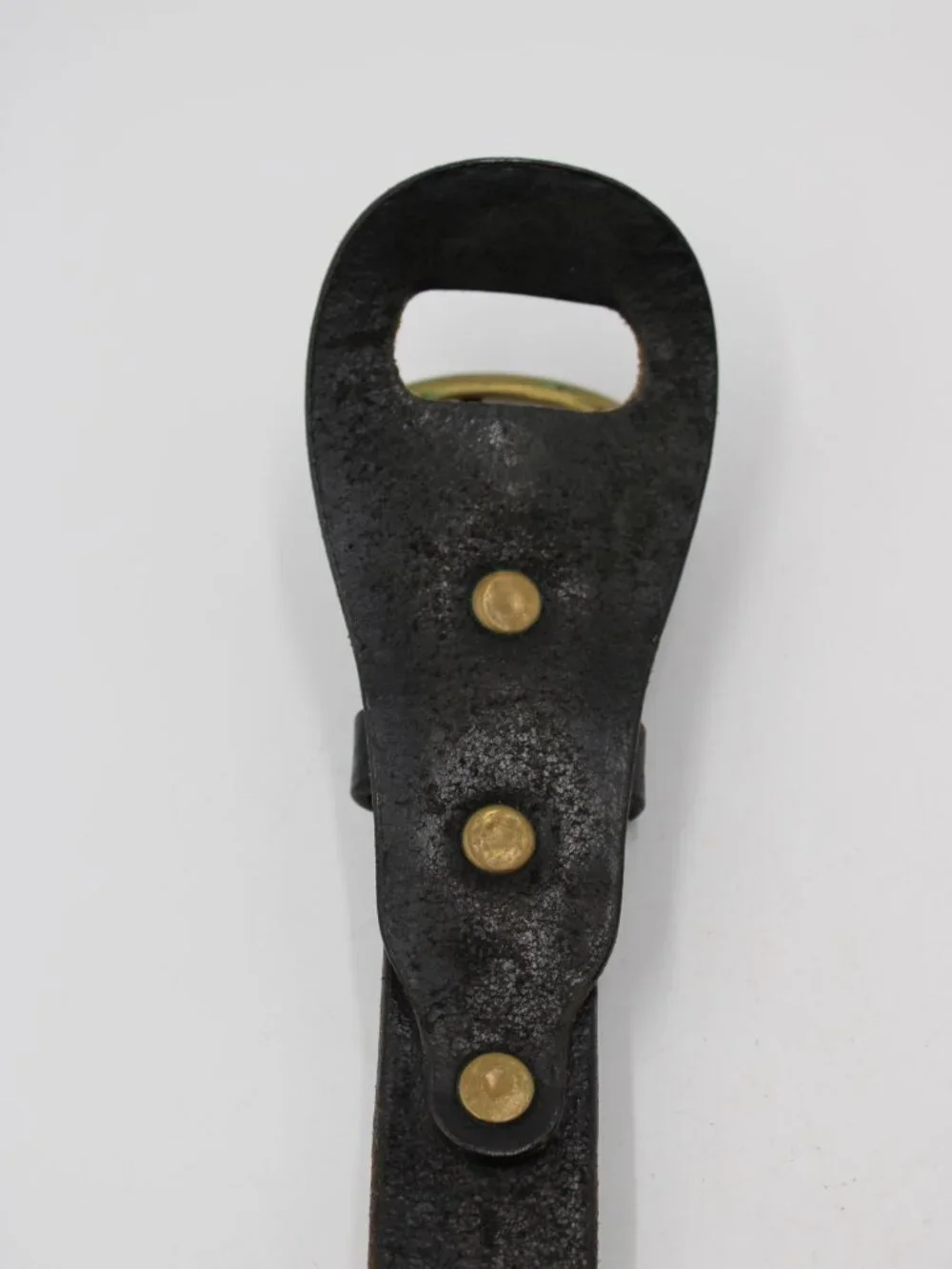 Top Grain English Bridle Embossed Leather Belt Size 40 Black USA Made Brass Tone